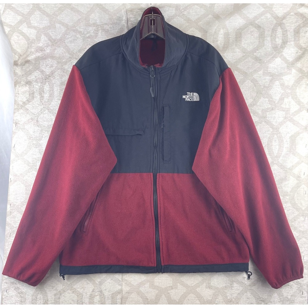 The North Face Denali Fleece Jacket Mens Medium Red Black Full Zip RN 131349